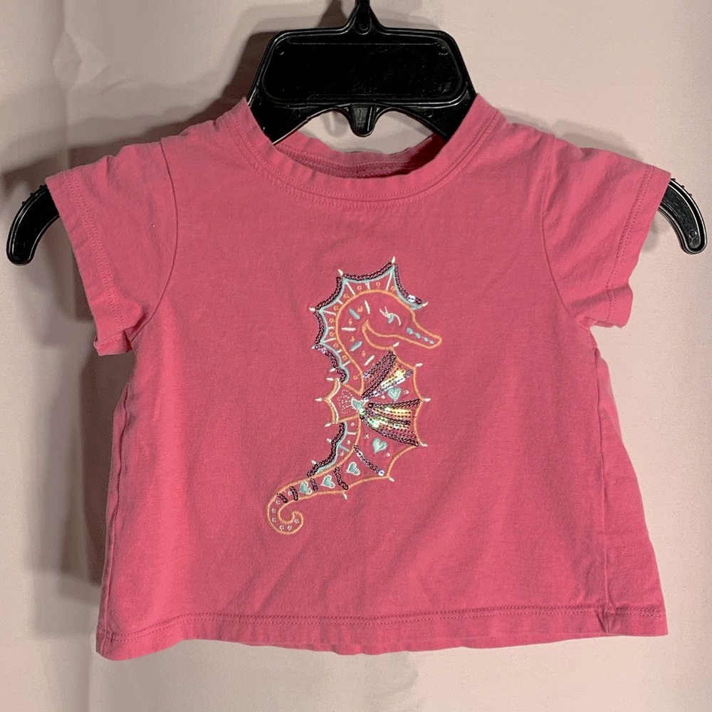 Hatley Baby Girl Pink Seahorse Top 12-18M 100% Cotton
